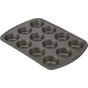 Everyday Nonstick Steel Muffin Pan, 12 cup, Gray