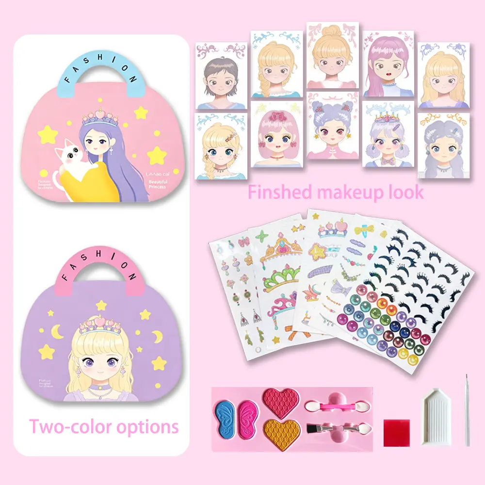 4-in-1 Dress Up Game Set Priancess Fantasy Makeup, Pretty Pretty Princess Game, Girls Toy Kit with Diamond Painting & Princess Dress Up Set, DIY Paper Makeup Arts and Crafts for Kids 4-6--wjlm