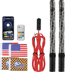 SUNPIE RGB Fat Whip Lights 3FT Universal Blare LED Strobe Lights for UTV w/Flash Light&429 LED Chips, Double Switch & Sequential Turn Signal Brake Function for SXS/RZR/Can am/Offroad/Wrangler/ATV