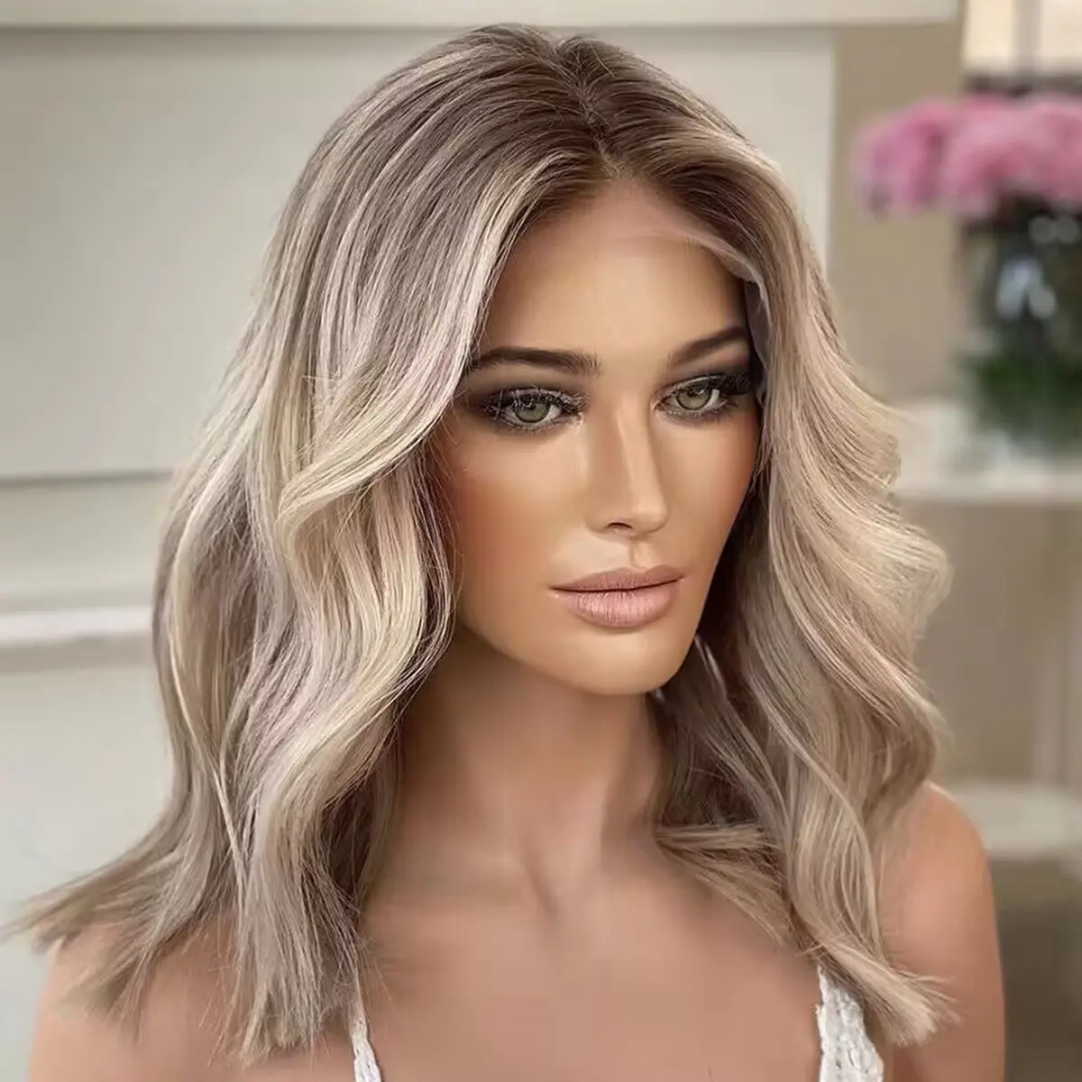 Jessie's Wig [Genius] Ash Blonde Highlight Wavy Bob 13x4 Lace Wig Human Hair for Stylish Look True-Hold 5.5x5.5 Lace Glueless Wig #SummerWins #DealsForYouDays