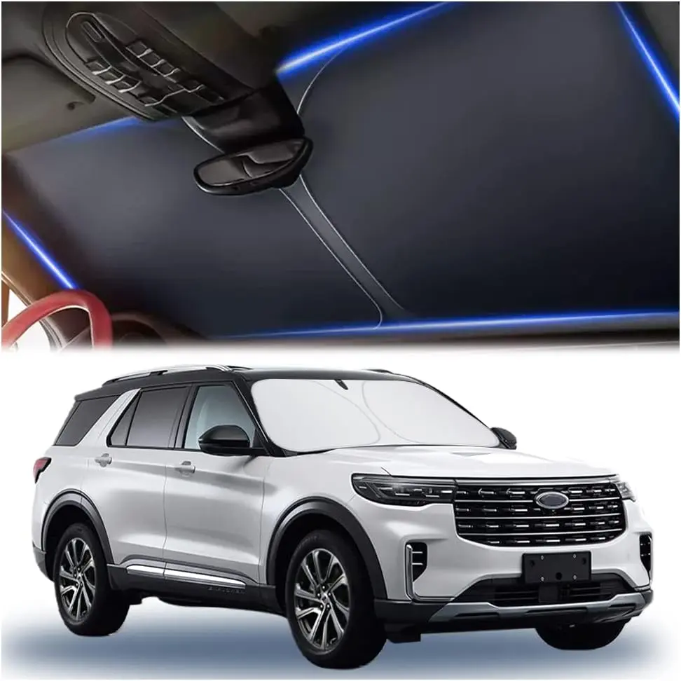 27.5 x 55Inch Universal Car Windshield Sunshade, Automotive Glass Windshield Sun Shade And Comes With Storage Bag,Keep Car Interior Cool,Foldable Reflective for Windshield & Window Shades with Overlapping Design, Car Interior Accessories