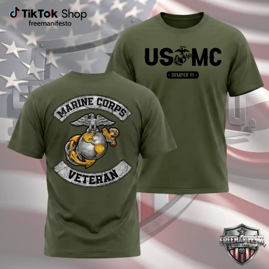 USMC Shirt ,250 Independence T-Shirt - Soft Cotton Poly Blend Tee, Uni-sex Classic Fit, Digital Print, 200gsm Heavyweight