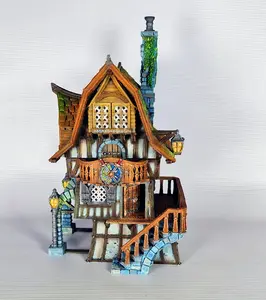 UNPAINTED Medieval Town Terrain - Stonevale Villa Unpainted 3D Printed for D&D Pathfinder Fantasy RPG Sessions