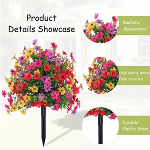 Artificial Flowers for Outdoor Indoor Garden Home Decoration, Plastic Faux Flowers, Faux Flower Daisy with Eucalyptus Leaves Fake Plants Greenery Boxwood Porch Patio
