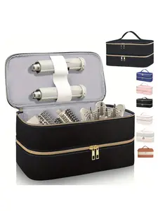 Hair Dryer Storage Bag, Portable Hair Styling Tool Organizer, Double Layer Zipper Makeup Bag, Travel Cosmetic Bags, Travel Carrying Case for Hair Dryer, Valentine's Day, Christmas gifts