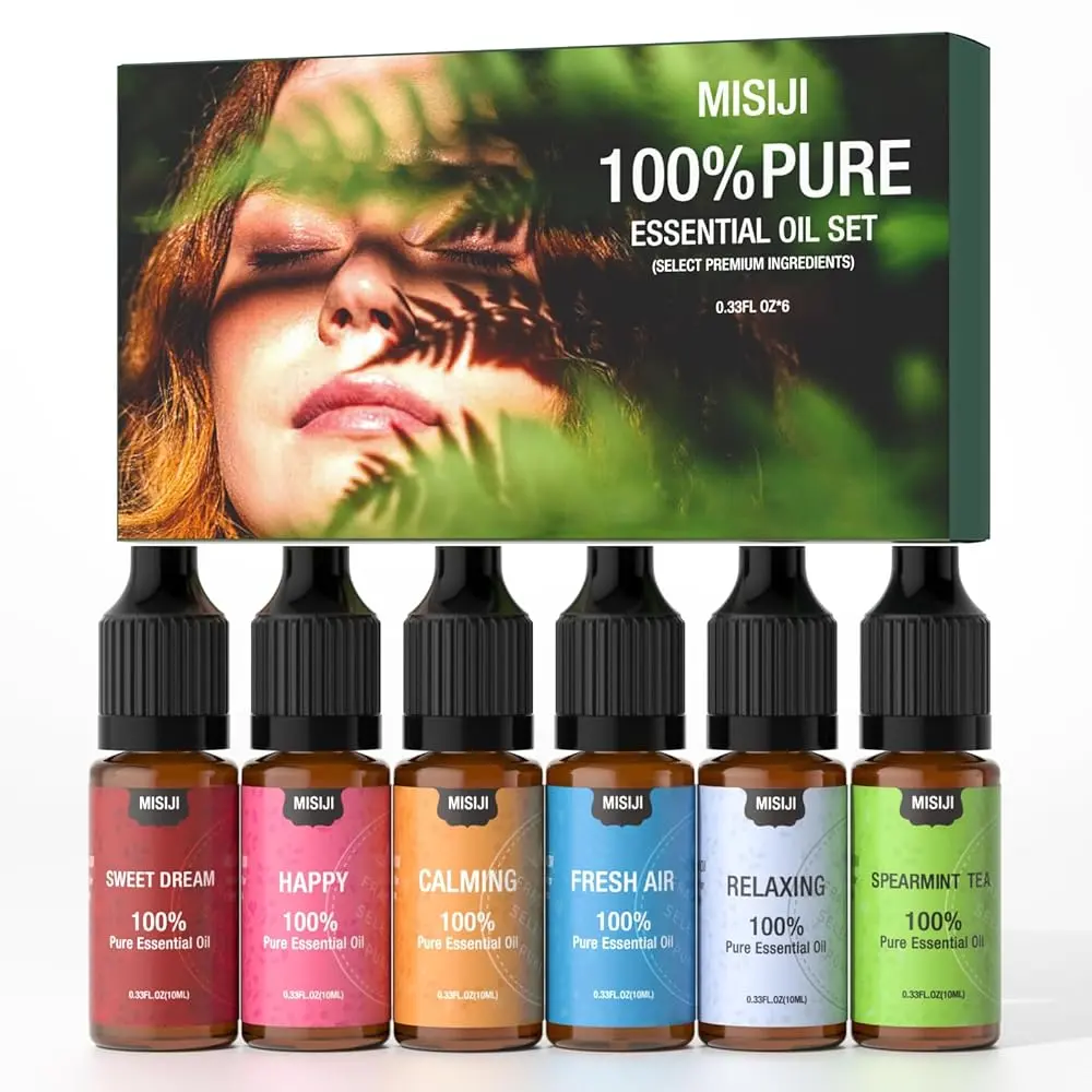 Essential Oil Blends, Essential Oils Set for Diffusers for Home, Well-Being Kit- Spearmint Tea, Calming, Dreams, Relaxing, Mood, Fresh Air Aromatherapy Oils for Humidifiers, Skin, 6x10ml