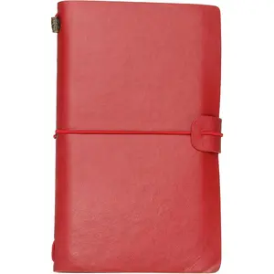 1 count  Retro PU Leather Notebook, Refillable Notepaper Travel Journal Notebook for Travel Diary Planner, Red