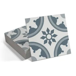 INNO STICKERS 16-Sheet Peel and Stick Floor and Wall Tile for Bathroom Kitchen SPC Vinyl Self Adhesive Flooring Tile 9x9In Patterned Blue Groutble Backsplash Tile, 9.12 Sq Ft.