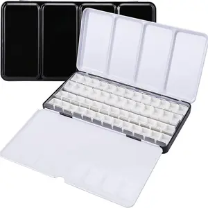 Metal Watercolor Tin with Fold-Out Palette, Large Watercolor Tray Palette with 52 Empty Watercolor Half pan for Artist, DIY Painting Supplies