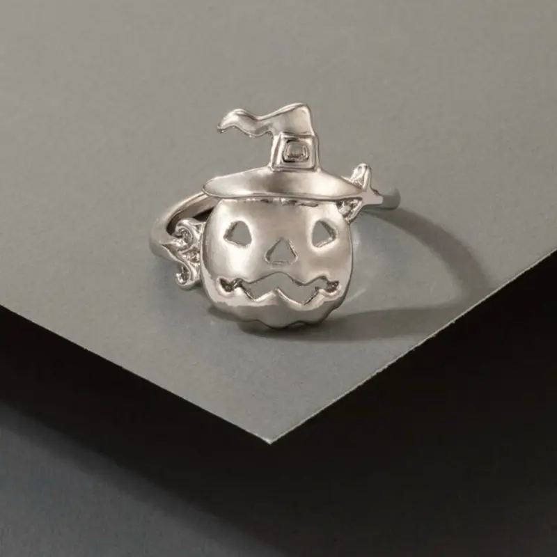 Jemz Silver Jewelry Halloween Pumpkin Jack-O-Lantern Ring