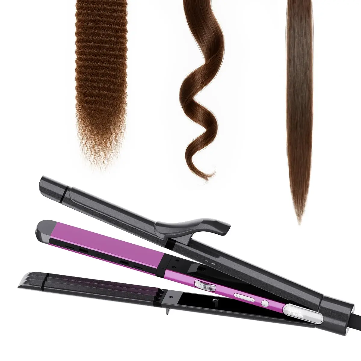 3 in 1 Hair Straightener, Curling Iron, Flat Iron & Hair Crimper Tool – Ceramic Plates, Dual Voltage,PRITECH Professional Hair Tool Fast Heating Hair Styling Tool for Women, Salon or Travel Use