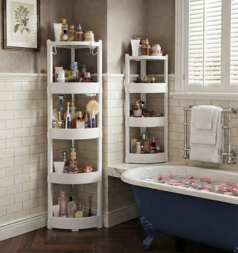 Waterproof Space-Saving Triangle Corner Shelf - Lightweight 3/4 Tier Storage Organizer for Bathroom