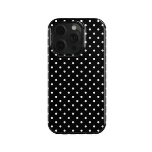 Black Polka Dot Anti-Drop Phone Case for iPhone 17 Pro Max 16 15 14 Aesthetic Black and White Cover with Shockproof Protection and Stylish Design Protective Cellphone Casing Screen Protector