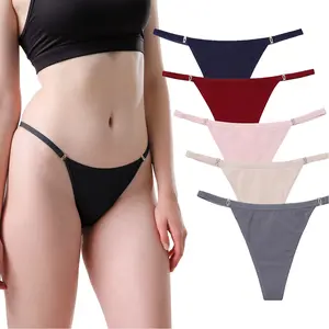 LEVAO Womens G-String Thongs Cotton Underwear Sexy Seamless Panties Soft T-Back Hipster Low Waist S-XL 5Pack