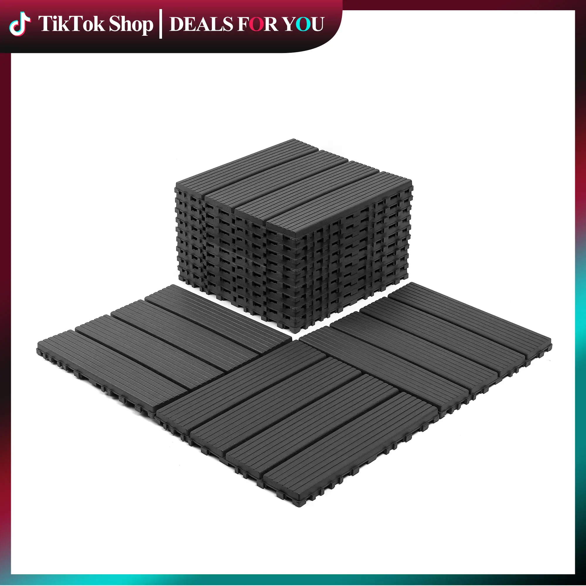 ZUGELAN 44-Piece Interlocking Patio Deck Tiles - 12"x12" Easy-to-Install, Easy-to-Clean Outdoor Flooring for Porch, Backyard
