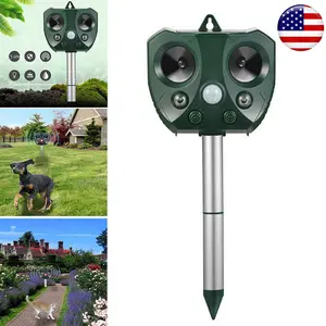 Upgraded Solar Animal Repellent - Ultrasonic Pest Control for Dogs Cats Deer - Safe & Humane Electronic Mosquito Zapper