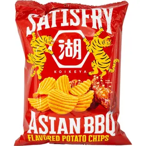 Koikeya Savory Potato Chips - 5.9oz Value Size, Crunchy Ridged Cut, BBQ & Yuzu Flavors, Chili-Seasoned Blend, Room Temperature Snack