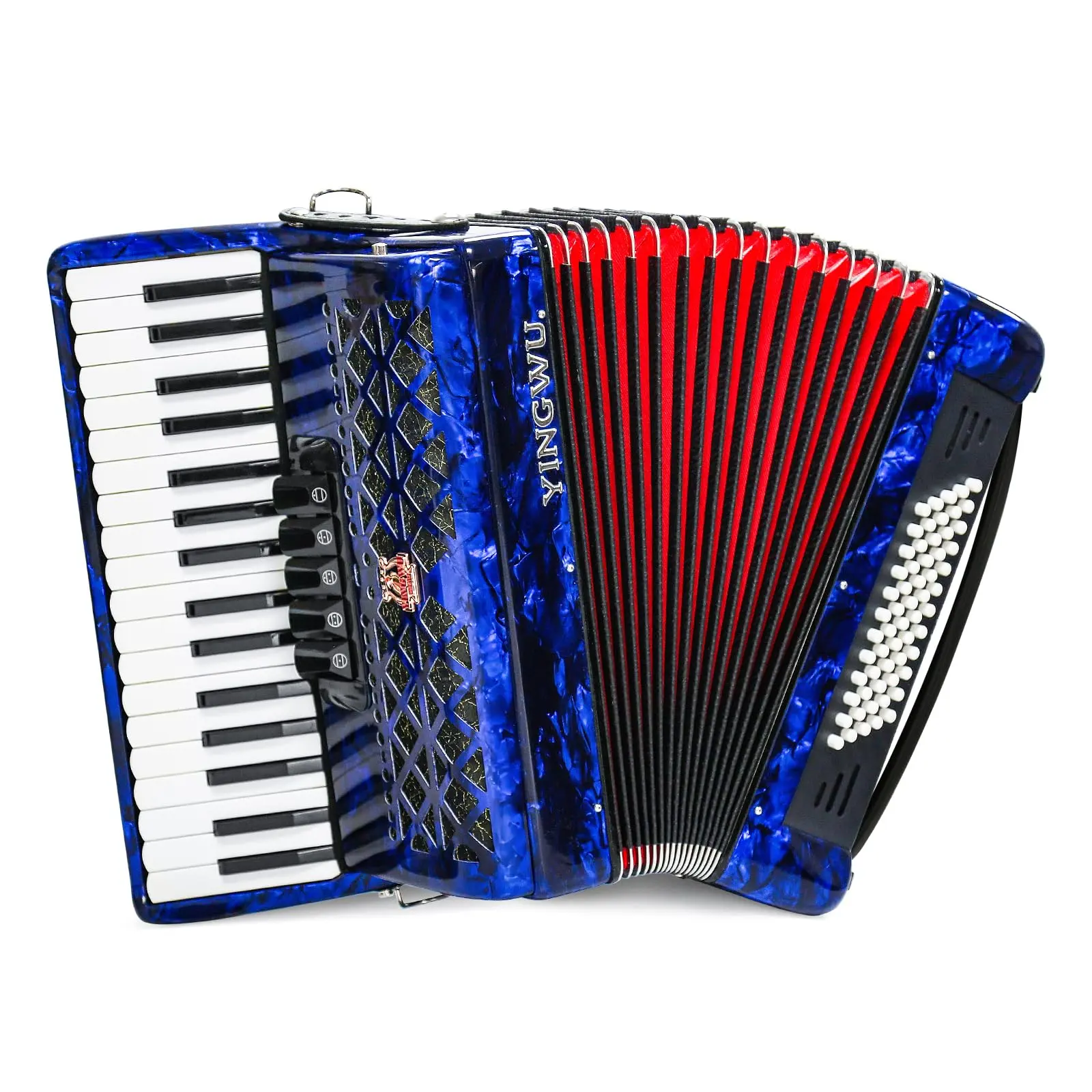 Accordion 34 Keys 60 Bass Premium Professional Accordion with German Reeds, Sealed Bellows for Beginners Adults, Stage/Studio/Home Use, W/Backpack & Carrying Strap
