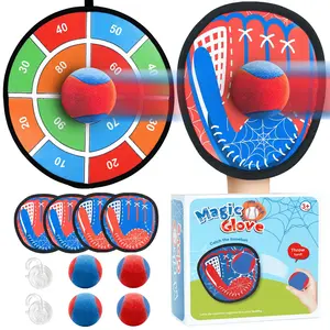 2 in 1  Magic gloves and dart board Toss and Catch Ball Game Set with Target Board 2026(Upgrade) , Toddler Baseball Glove for Beach Pool Yard, Kids Sports & Outdoor Play Toys , Birthday Gift for Ages 3 4 5 6 7 8-12 Year Old Boys Girls