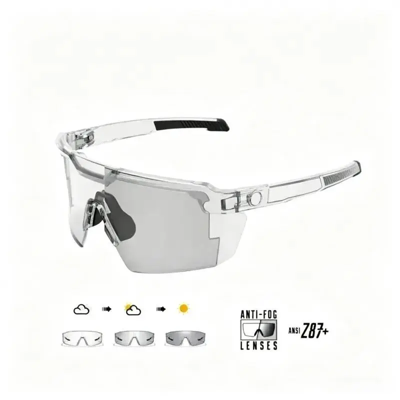 ANSI Z87+ Polarized Unisex Sport Sunglasses - Photochromic PC Lenses, UV400 Protection, Anti-Glare Mirrored, Lightweight Durable Frame, Stylish Casual Design, Protective Case, Quality Accessories for Cycling, Waterfall Activities