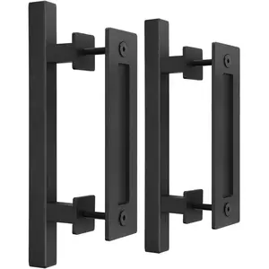 2 Pack 12" Sliding Barn Door Handles and Pulls Hardware, Rustic Double Sided Heavy Duty