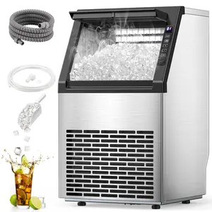 COWSAR Commercial Ice Maker Machine, Automatic Operation Commercial Ice Machine for Home Bar, Include Scoop, Connection Hose