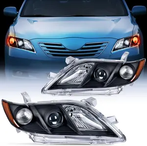 Nilight Headlight Assembly - Compatible with 2007-2009 Toyota Camry, Black Housing, Amber Reflector, Driver & Passenger Side Car Headlights Replacement