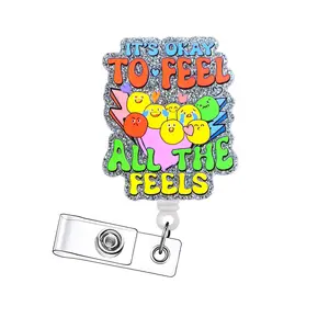 Funny Retractable Badge Reel, Acrylic ID Holder with Clip for Nurses, Doctors, Students & Office Staff, 15pcs Set, Id Card Holder
