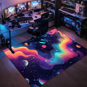 Dream Universe: Colorful Star Waves & Planets,matrix e-sports themed rectangular velvet rug, Geometric Graphic Rug, Home Decor Rug, artistic&stylish,HD print,double-locked edges.Machine/hand washable,non-slip,easy-care,multi-scene for home&game rooms.