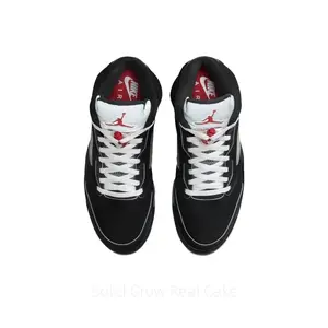 Black Suede High-Top Sneaker with 3M Reflective Splatter Midsole, Translucent Ice Blue Outsole, White Laces, and Fire Red Jumpman Logo