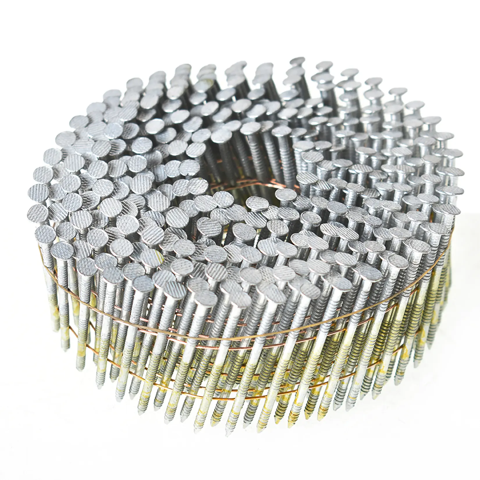 Heavy Duty Hot Dipped Galvanized Steel Round Head Ring Shank Siding Nails, 3600 Nails, 1-3/4" x 0.092" Size, 15-Deg Collated Wire Coil, Easy to Install, Quality Assurance, Ideal for Backyard Fencing, Decking