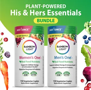 His & Hers Essentials Bundle - Rainbow Light Women’s Multivitamin & Rainbow Light Men’s Multivitamin - Plant Powered - Superfood & Botanical Blend -  2 Bottles