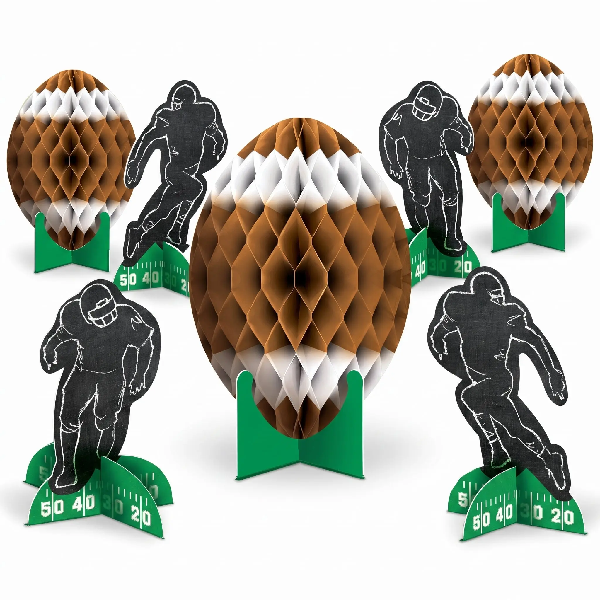 Football Honeycomb Centerpiece Kit - 7-Piece Set