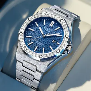 LOEGSINS Swiss Authentic Men’s Automatic Mechanical Watch, Transparent Case, Business Casual Style, Waterproof, Luminous, Trendy Wristwatch - L6.921.6.856 【Free Genuine Leather Strap Included】