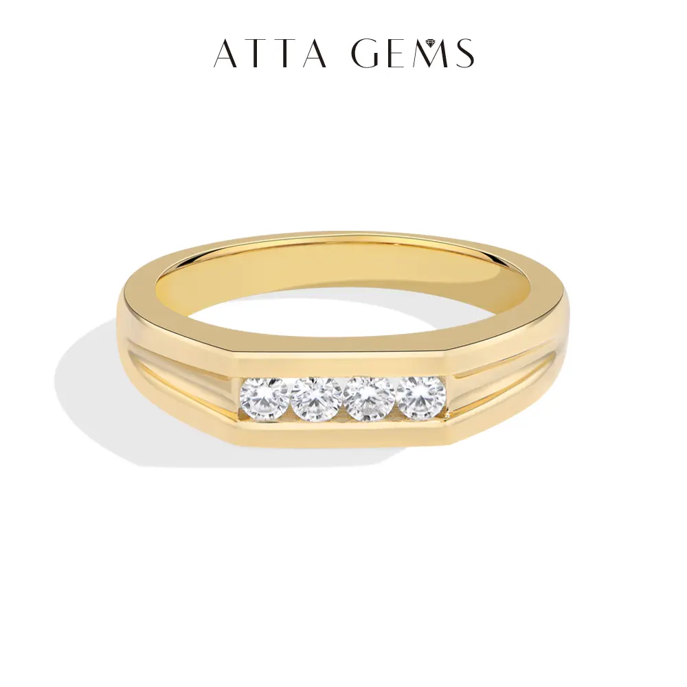 ATTAGEMS S925 Sterling Silver 2.3mm Round Cut Lab-Created Moissanite Ring - Unisex Elegant Daily Wear Moissanite Jewelry R426