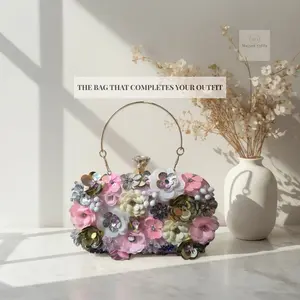 Women Clutches Flower Evening Handbag Chain Strap Shoulder Bag crossbody bags Phone Wallet Purse Durable Pouch