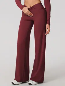 Women's High Waist Straight Leg Pants, Loose Soft Yoga Wide Leggings, Pilates Running Fitness High Waist Straight Leg Pants, Solid Color Leggings, Athleisure Fitness Leggings