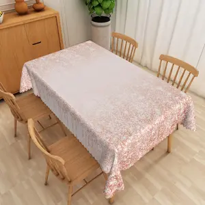 Rose Gold Glitter Tablecloth 60x102 Inch Luxurious Pink Glittering Table Cloth Wrinkle and Oil Resistance Washable Rectangle Table Cover for Girl Woman Birthday Wedding Decor