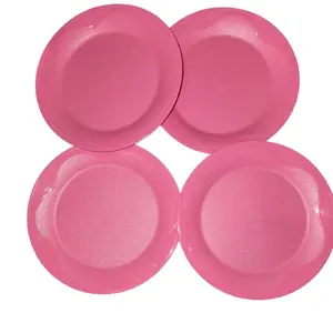 Pink Small Round Plates - 4 Lightweight, Microwave Safe, BPA Free, Durable for Kids, Safe for Cooking & Picnics - Oven, Plastic