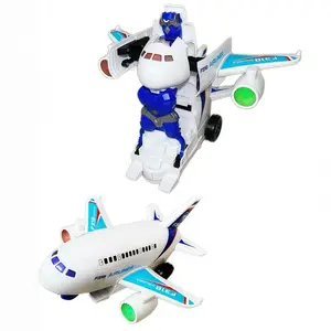 2-in-1 Electric Transforming Airplane Robot with Music LED Lights Spray Effect Auto-Transforming Robot 9.84" Passenger Plane Model Kids Tech Toy Christmas  Birthday Gift Idea Omnidirectional Rotation Automatic Obstacle Avoidance toys for toddlers tiktoksh