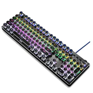 Basaltech X9-Series 104-Key Full Sized Round Keycaps Wired Typewriter Mechanical Blue Switch Keyboard budget keyboards backlit typewriter keyboard