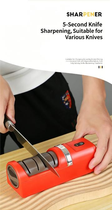 2026 Must-Have Kitchen Gadget! Electric Knife Sharpener, Coarse & Fine 2-Stage Automatic Sharpening Station, Easy Press for All Kitchen Knives