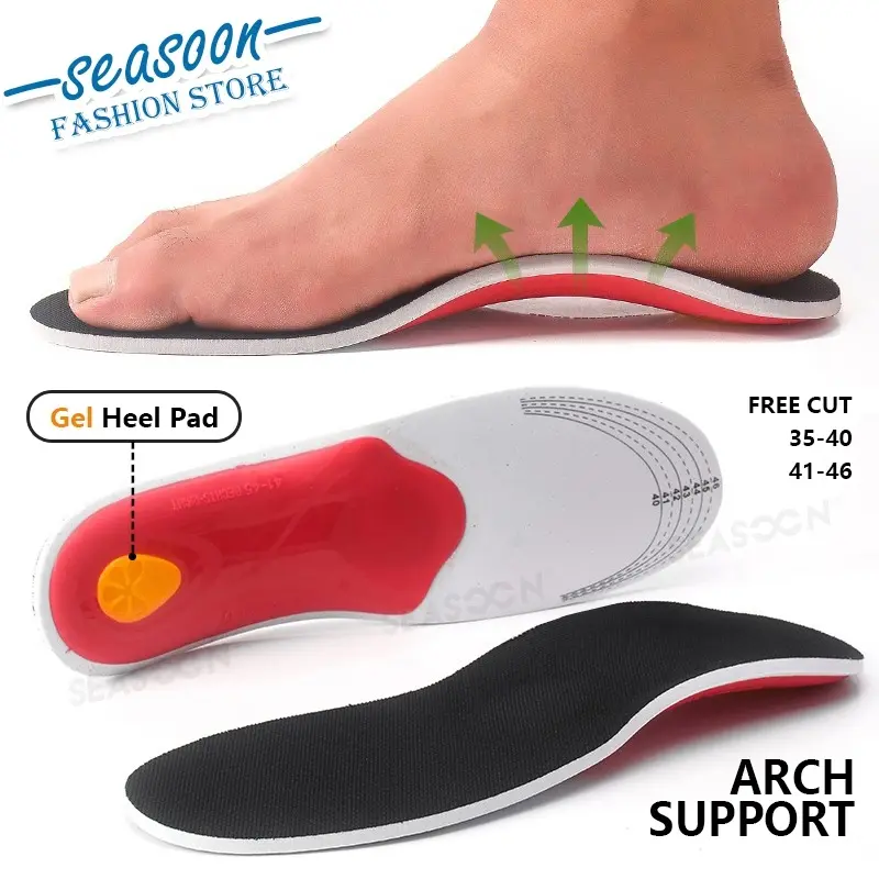 Orthopaedic Hardboard Arch Support Insoles for Men & Women, Flat Feet Foot Cushion Pads, Footwear Inserts Fits Sizes 4-11, 1 Pair