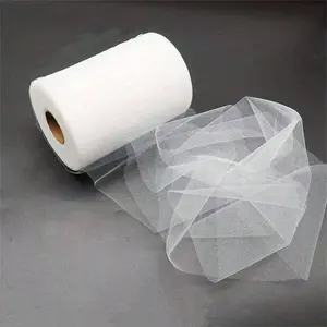 1 roll of white chiffon fabric DIY white bow, dress, skirt and party decoration, party decoration DIY handicrafts, chiffon organza thread skirt fabric wedding birthday decoration party supplies