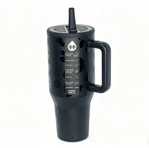 HydroJug 40oz Traveler Straw Cup featuring black leopard engraved patterns. BPA-free and portable. Suitable for sports, workouts, travel and office use, ideal for all-day drinking.