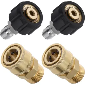 Tool Daily Pressure Washer Adapter Set, Quick Connect Kit, M22 14mm to M22 Metric Fitting, 5000 PSI, 4 Pcs