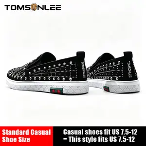 Men's Luxury Rivet Loafers - Luxury Rhinestone Studded Slip-On Casual Shoes, Breathable Leather Walking Sneakers for Men, US Size 7.5-12 penny