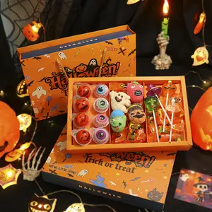 Christmas candy  Gift Box Set 4D Lollipop Marshmallows Gummies Various Mixed Candies Party Favors Creative Ghost Pumpkin Bat High Appearance Snacks For Kids Children Besties Little Friends Boyfriends And Girlfriends Gift 8.57 Oz 33 Count Spooky Treats