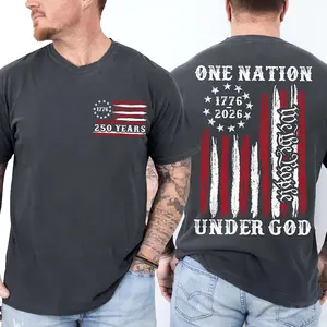 One Nation Under God Shirt, 250 Years American 250th Anniversary Tee, 1776-2026 Patriotic Military Apparel, American Pride Freedom Wear for Independence Day & 4th of July USA Heritage Celebration
