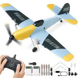 【FathersDayGift】VEVOR RC Plane, 2.4GHZ 3 Channel Remote Control Airplane with 6-Axis Gyro Stabilizer, Ready to Fly Fighter Aircraft Plane Toy with 2 Batteries, Easy to Fly RC Glider forBeginners Boys Christmas gift